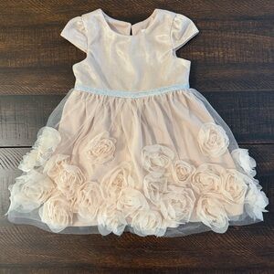 Nannette Baby Rose Gold Rosette Tulle Dress Pink 18M Spring Special Occasion